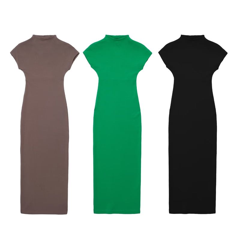 Women's New Fashion Style Dress round Neck Short Sleeve