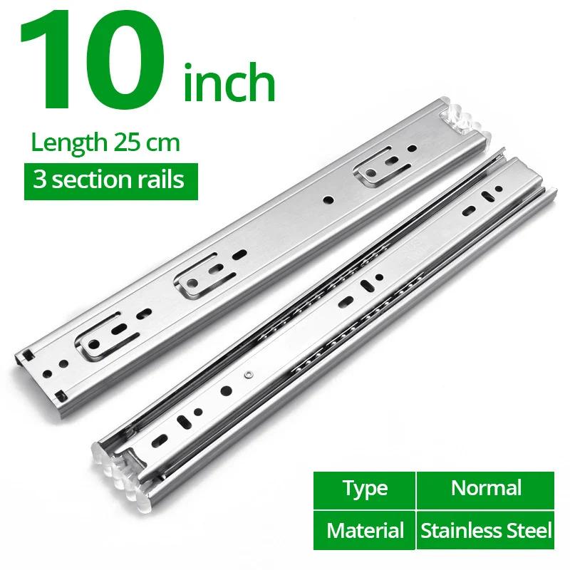 Stainless Steel Cabinet Slides Soft Close Three-Section Drawer Rails Drawer Slides Buffer Damper Rails Hardware