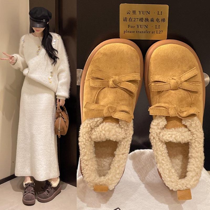 Fashion Retro Platform Velvet Warm Strappy Small Leather Shoes Round Toe Platform English Style Casual Cotton Shoes