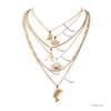 European Exaggerated Metal Clavicle Necklace, Egyptian Pharaoh Pyramid Sun Multi-layer Pendant Necklace