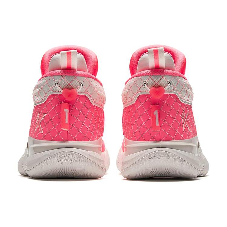 Anta KT9 Mid Top Nitrogen Technology Basketball Shoes Men's Pink White 112411101-1