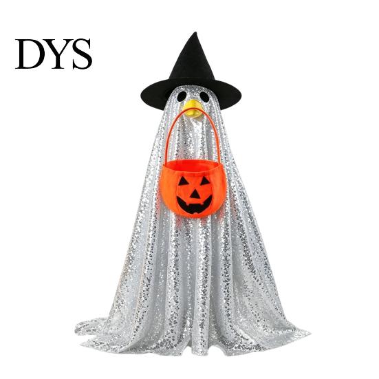 Interchangeable Goose Costume Halloween Ghost Costume, with Shiny Sequin Decor, Sequined Cloak Statue Atmosphere Prop, for Holiday Yard Decorations