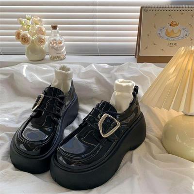 British Style Small Loafers 2025 Spring and Autumn New Single Shoes Black Patent Leather Round Head Platform Small Leather Shoes Women