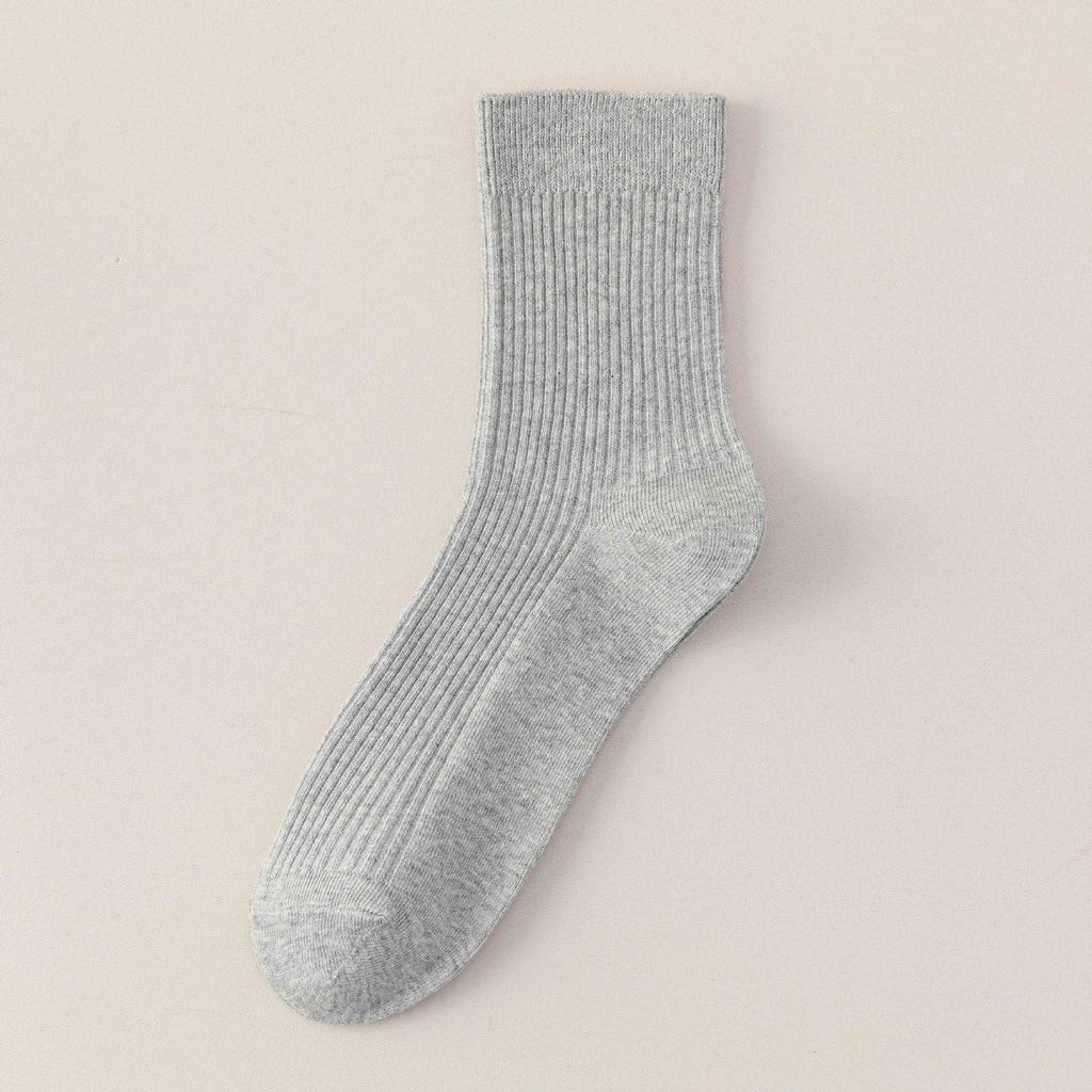 Black Socks Men'S Double-Needle Medium Tube Men'S Socks Sweat-Absorbing Breathable Stockings Formal Suit Business Socks