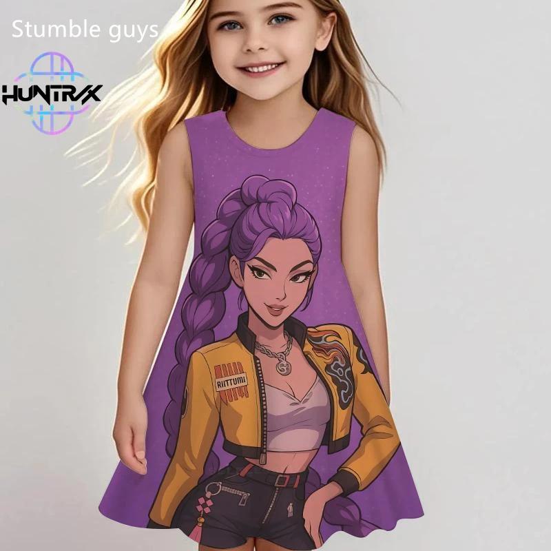 Girls Kpop Demon Hunters Dress Summer Kids Cartoon Anime Toddler Fashion Cute Casual Dress