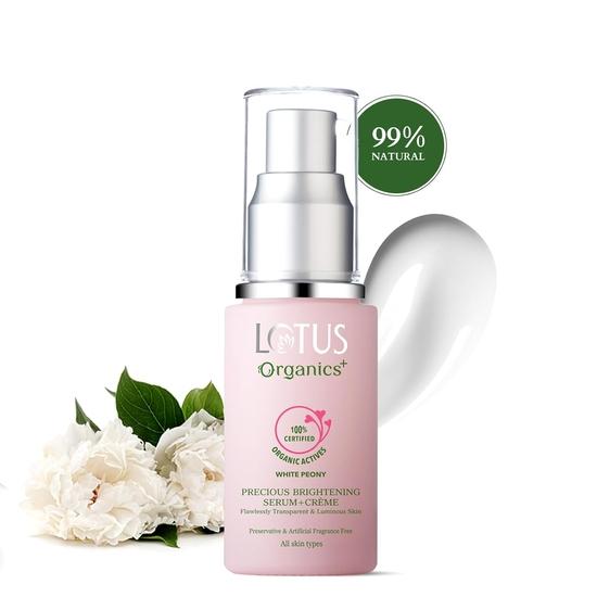 Lotus Organics+ Precious Brightening Serum + Creme | 100% Bio-Weiße Pfingstrose | Sulfat- & Parabenfrei | Für alle Hauttypen | 30g