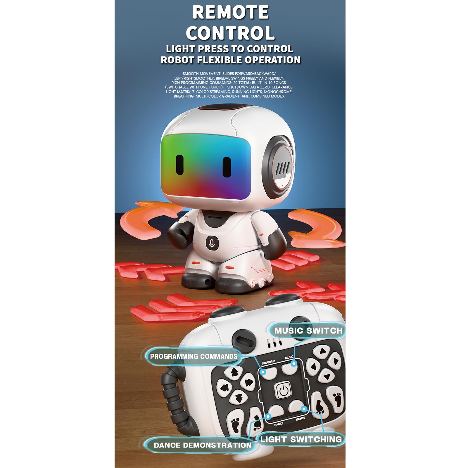 2.4G RC Robot, Intelligent Programmable Robot with Detachable Controller, Voice Recording, Dancing, Walking, Sliding,