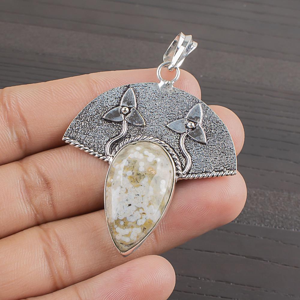 

Natural Polychrome Jasper Gemstone 925 Sterling Silver Jewelry Pendant 1.95 AJP-1996
