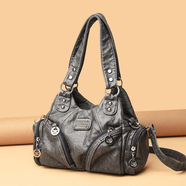 European & American Style 2025 Retro Soft Leather Motorcycle Crossbody Shoulder Bag for Women