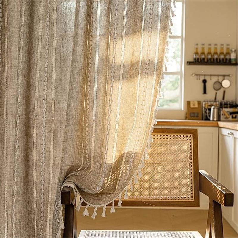 Home Door Curtain for Doorway, Light-filtering Privacy Curtain Bohemian Embroidered Curtain Decoration, Suitable for Temporary Room Dividers,