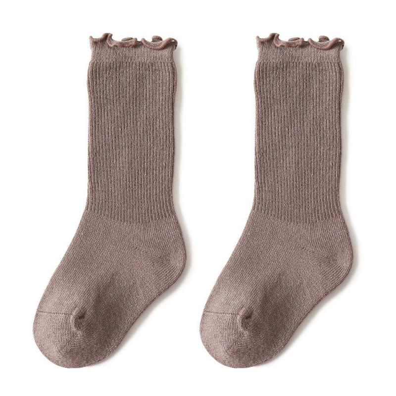 Autumn Baby Ruffle Girls Socks Knee High Cotton Long Sock Kids Soft Solid Toddlers Socks Children Princess Socks for 0-5Y Spring