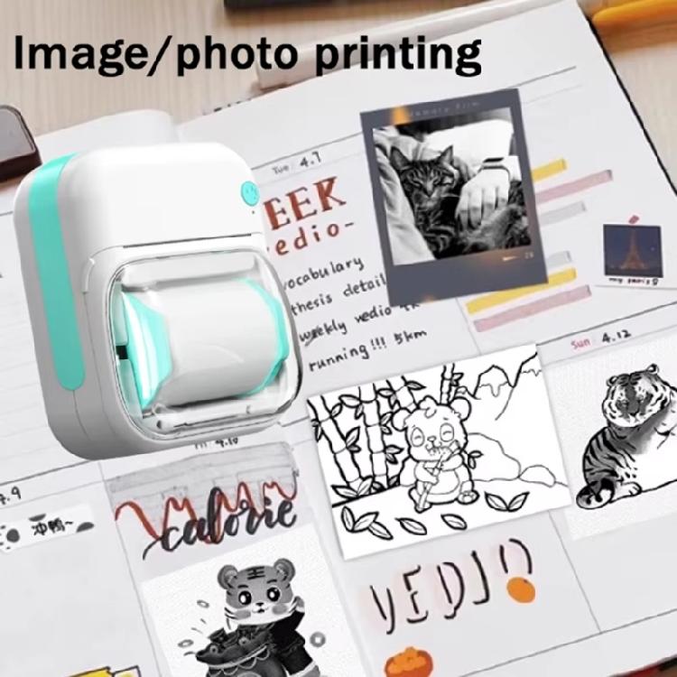 Portable Mini Thermals Printer for Labels Photos and Note Rechargeable Battery No Inks Required Includes 1 Roll Printing Paper