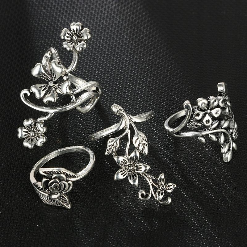 Silver Retro Punk Boho Ring Set 91