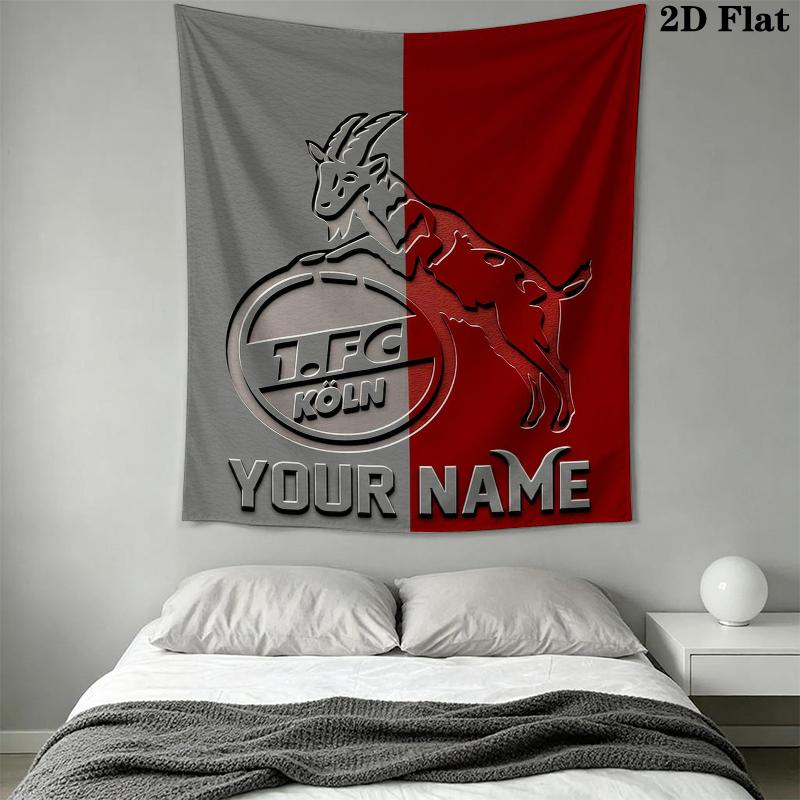 Custom Name FC KÖLN Wall Tapestry Aesthetic Wall Hanging Printed Fabric Blanket Decorative Tapestries for Bedroom Living Room Home Decor