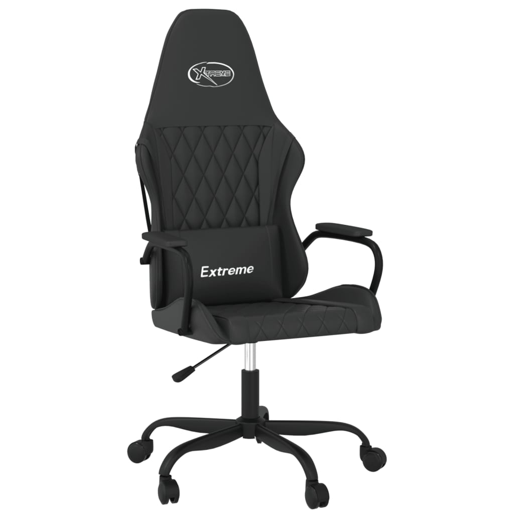 Gaming Chair with Massage Function Black PU Leather