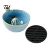 Stylish Kitchen Counter Accessories Berry Swirl Draining Bowl with Silicone Pad, Ceramic Retro Kiln Decorative for Tabletop Fired Colander,