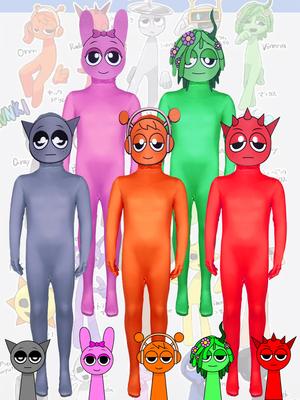 Volwassenen Kinderen Sprunki Incredibox Cosplay Kostuum Monster Horror Spel Jumpsuit Bodysuit Carnavalsfeest Rollenspel Kind Meisje Kleding