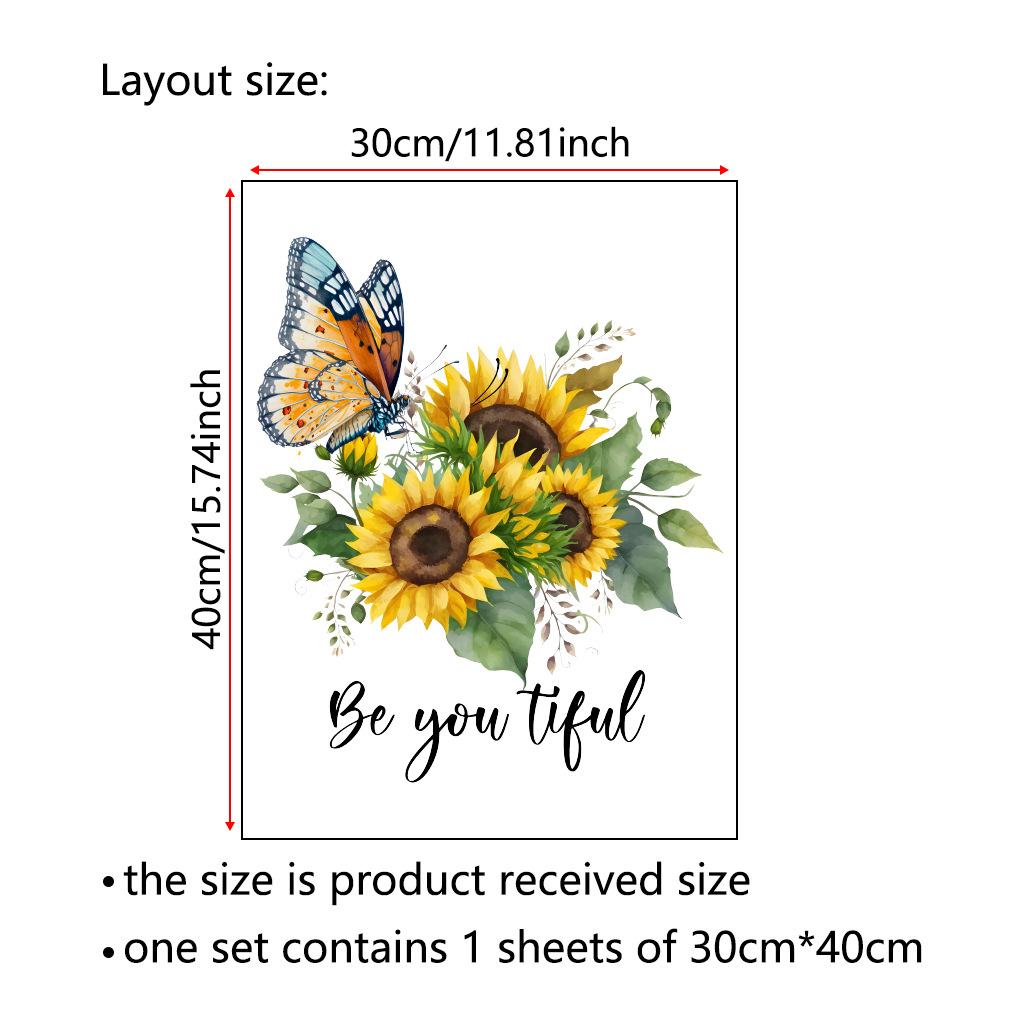 Sunflower and Butterfly PVC Fridge Decals, Self-Adhesive Wall Stickers for Living Room Bedroom Home Decoration
