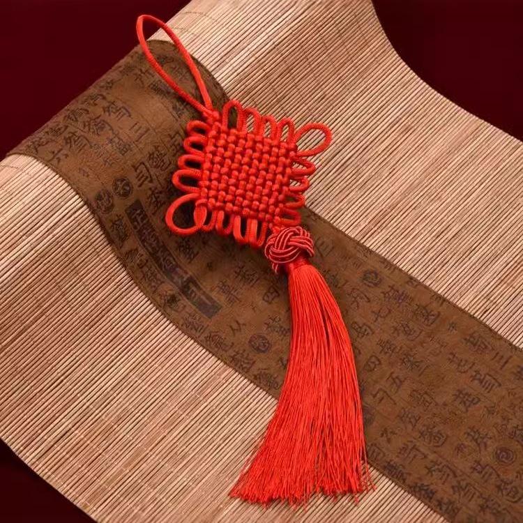 Small Red Chinese Knot Pendant: Good Luck & Wealth Fu Gourd Peace Lover’s Tassel Decoration