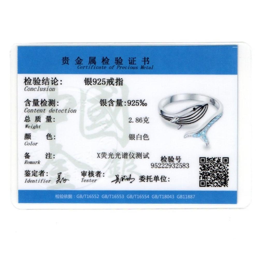 925 Silver Whale Adjustable Finger Cute Sea Animals Fish Open Ring Birthday Christmas Jewelry Gift for Women Teen Girls