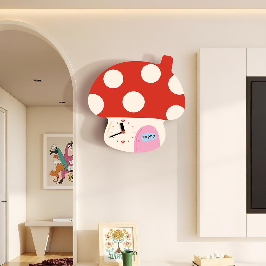 Cartoon-style Mushroom Wall Clocks Creative Nordic Luxury High-end Wall Clock Living Room Home Decor Relojes De Pared FYWC