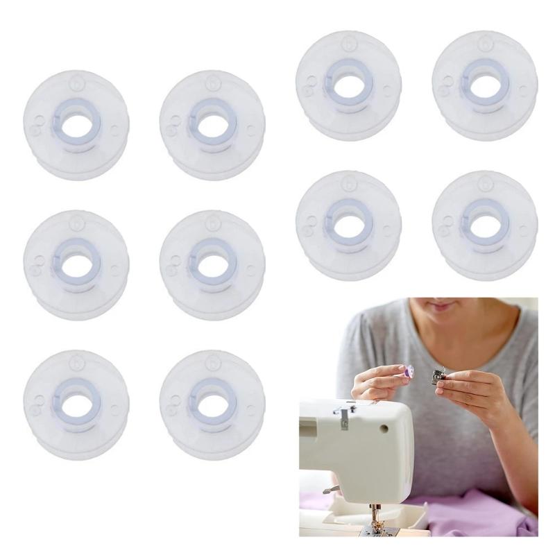 10Pcs Clear Plastic Sewing Bobbins Empty Thread Bobbins Spool Inserts for Thread Management Sewing Machine Accessories