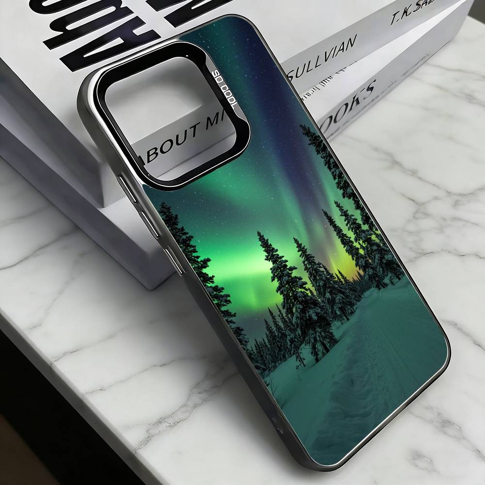 Northern Lights Phone Case For iPhone 17,16,15,14,13,12,11 Plus,Pro Max,XS,Colorful Silver Phone case Funda Cover