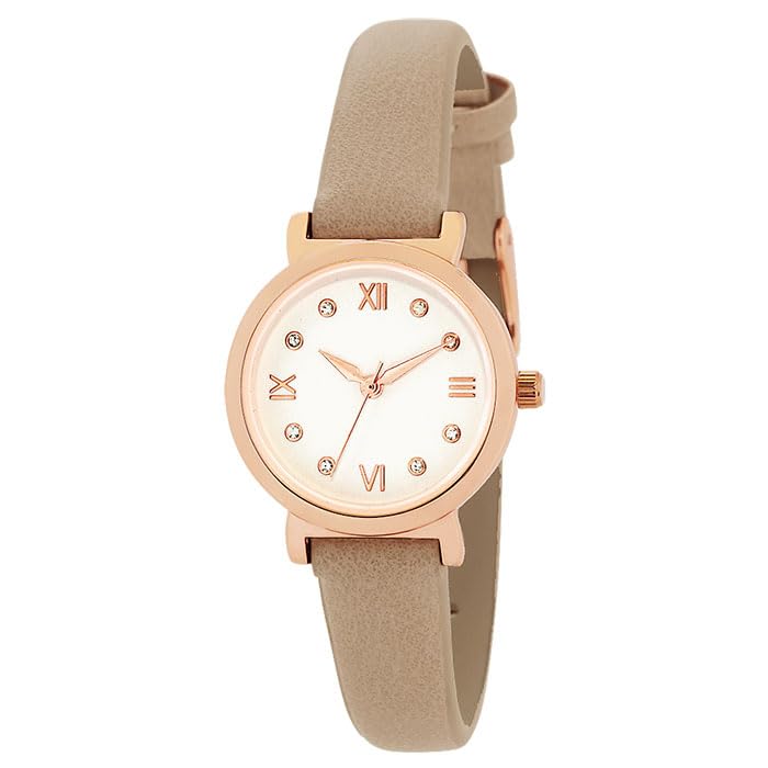 Roman Numeral Leather Watch Stone-set