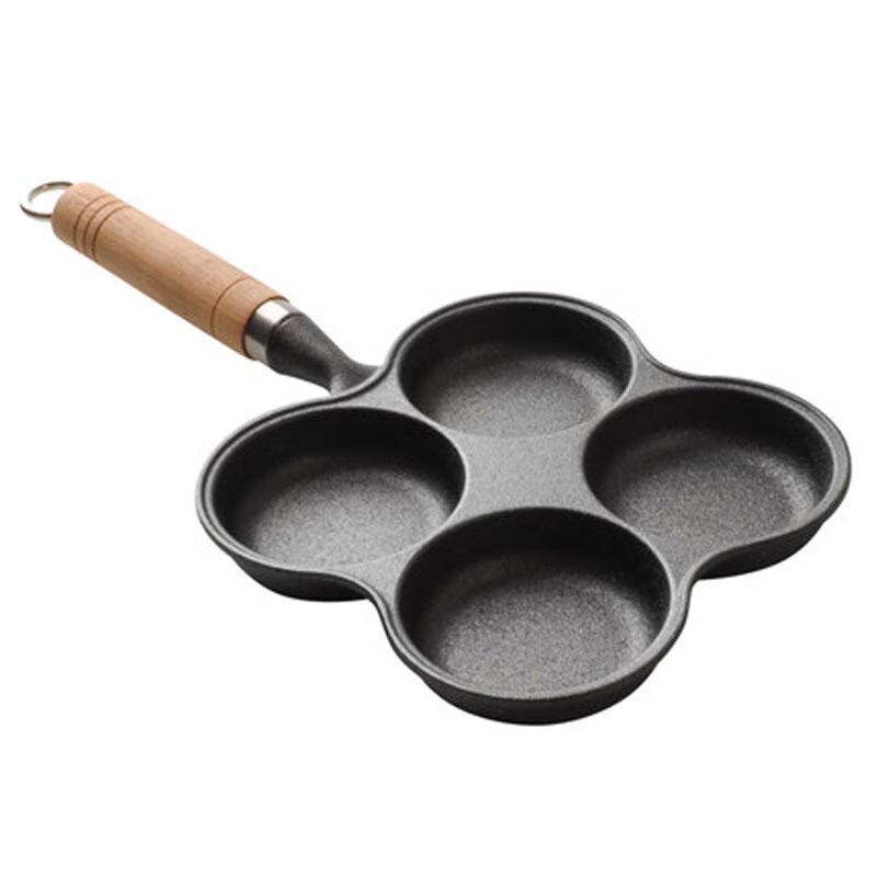 ZISIZ 4-Hole Cast Iron Egg Frying Pan