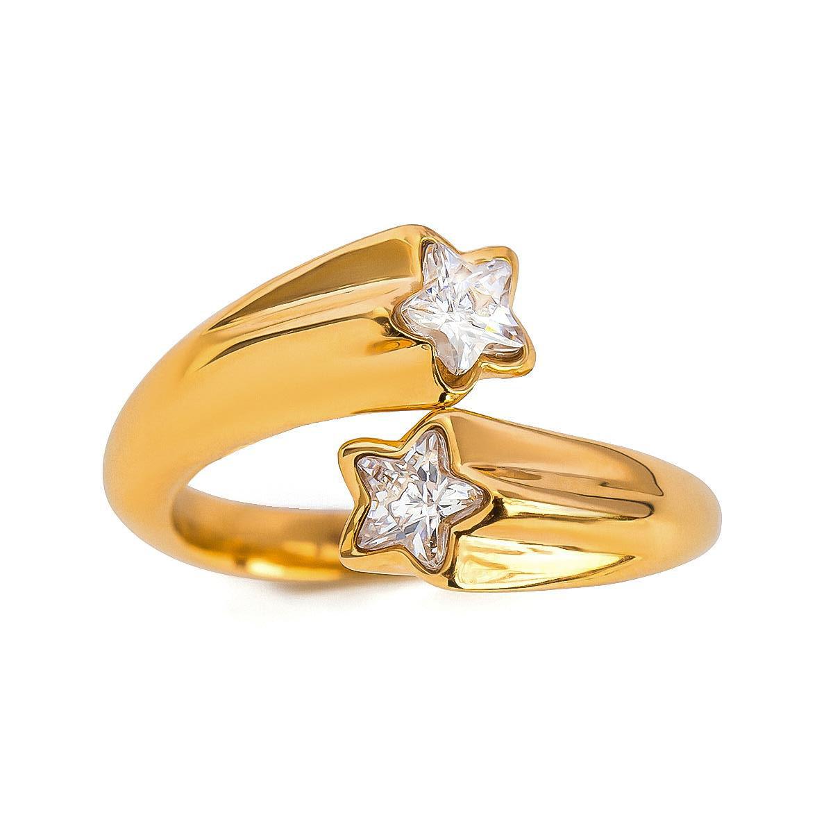 

Yori Chic Stainless Steel Personality Minimalist Classy Ring 18k Gold Color Rust Proof Attractive Fashion Jewelry for Women золотистый