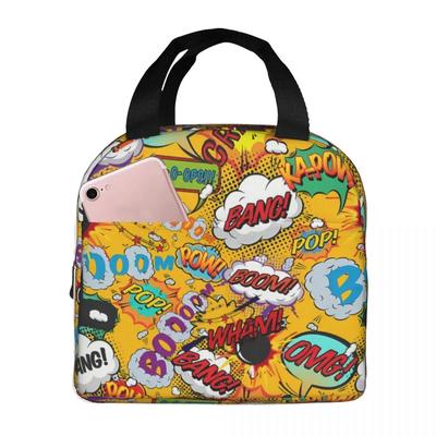 Pop Art Shout Outs Lustiges Typografisches Cartoon-Design Oxford-Stoff Tragetaschen Comic Schulreise Lunch Handtasche