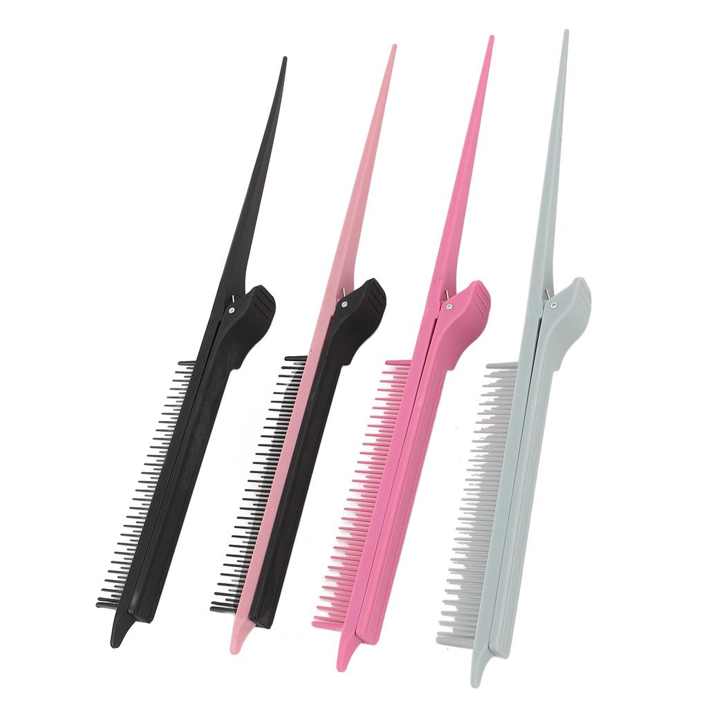 4 Color Rat Tail Highlights Comb with Hair Clip Hair Dyeing Barber Comb Perm Partition Clip Hair Sty