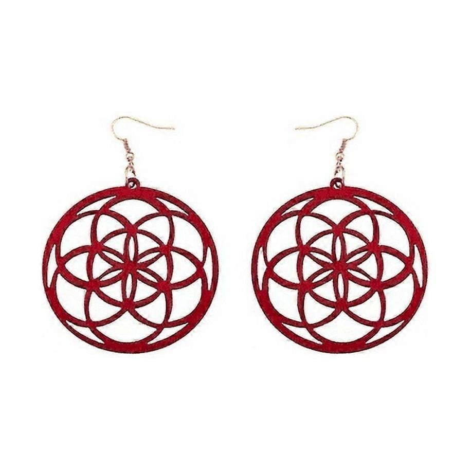 Lucky Halo Wooden Pendant Earrings (Green)