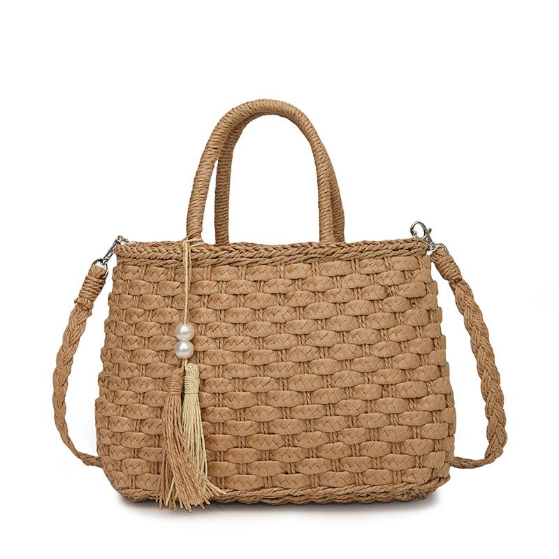 Light Luxury Straw Weaving Tassel Women's Shoulder Bags Large Capacity Creativity Drawstring Handbags Hot Sale Sweet Trend Bags