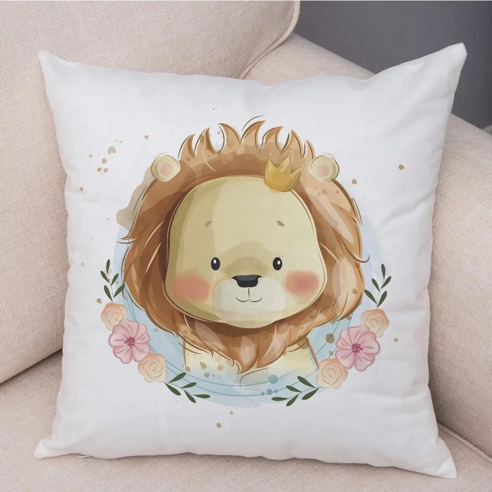 Super Soft Plush Cute Cartoon Giraffe Eleghant Lion Pillow Case Nordic Kids Room Decor Lovely Animal Cushion Cover for Sofa Home