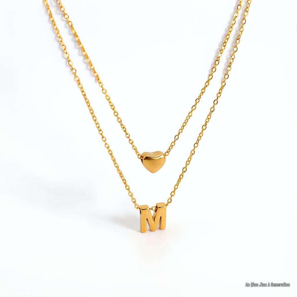 European & American Titanium Steel Letter Necklace for Women - High-End Luxury Clavicle Chain, Colorfast Stainless Steel Jewelry