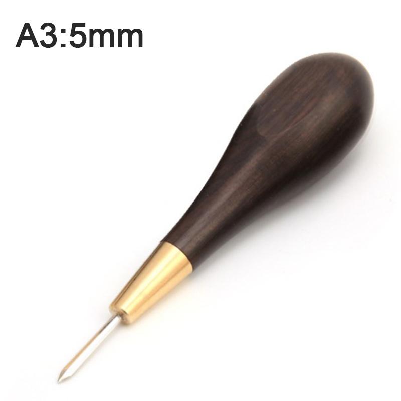 High 1pc Leather Stitching Awl Diamond Shape Ebony Blackwood & Brass Craft Tool Hand Sewing Awl DIY Stitcher Taper  Sewing Tool
