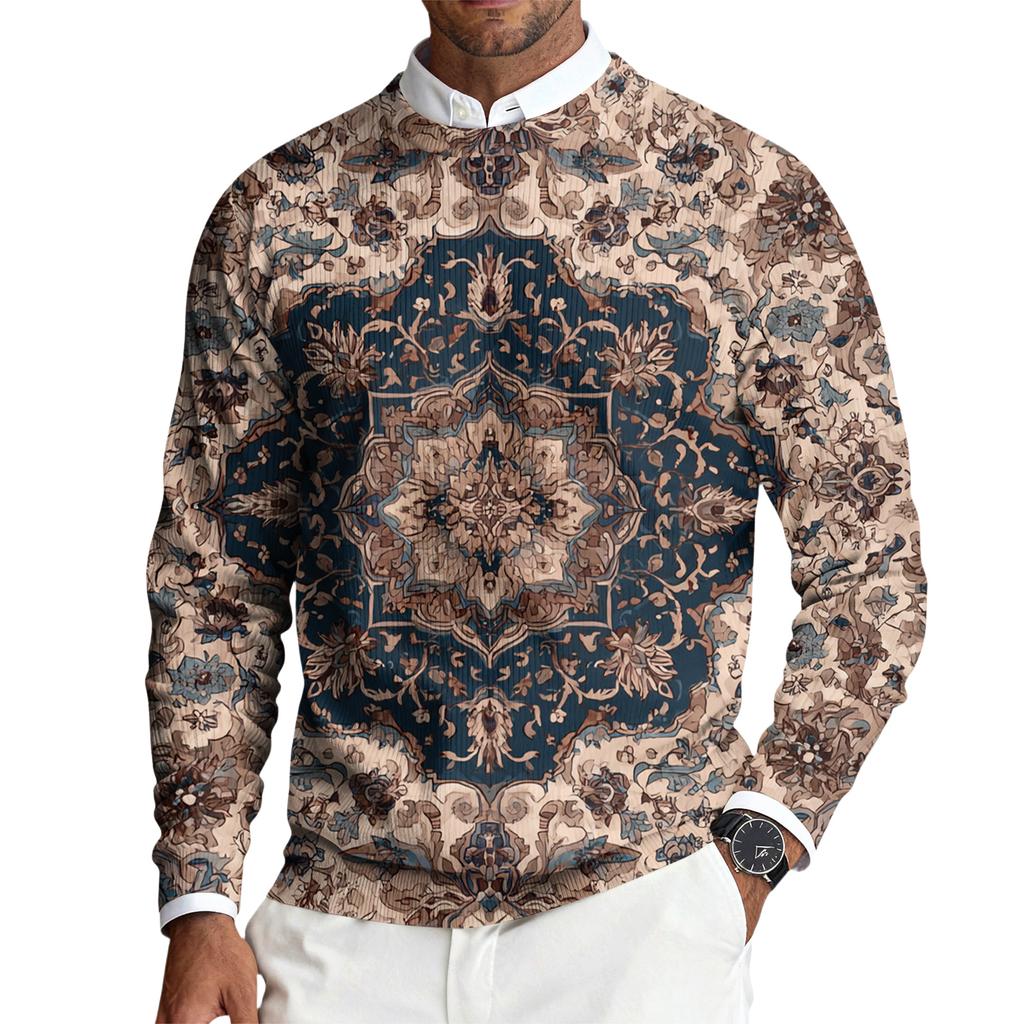 Herren Rundhals Langarm Rippstrick Pullover