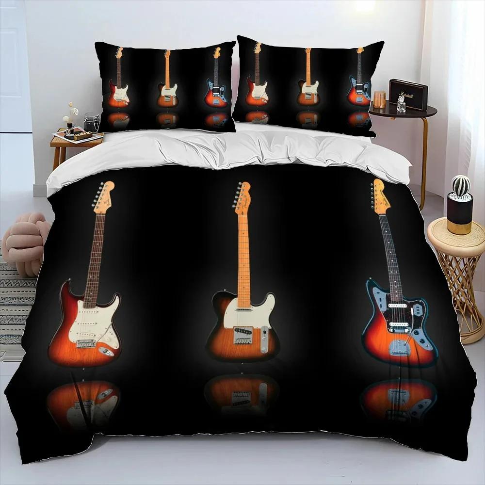 3PC Bedding Set Classical Electric Guitar 3D Printed Duvet Cover BeddingSet Comfortable Breathable Luxury Sheet Cotton Bedding