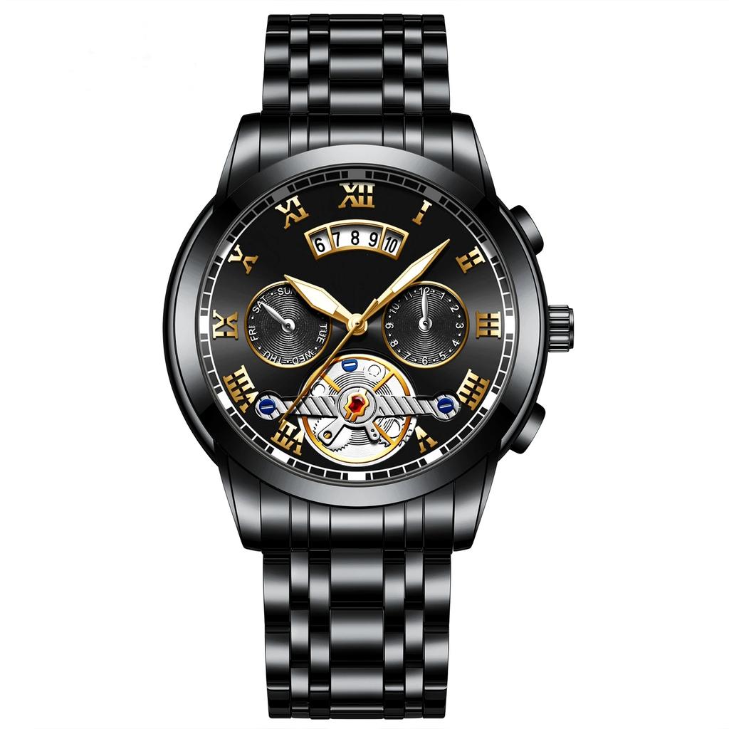 Mens Stainless Steel Luminous Clock Watch Casual 3Bar Waterproof Outdoor Sport Wristwatch