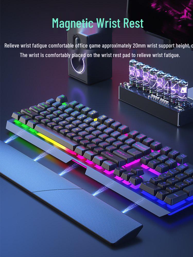 Silent Wired Mechanical-Feel Keyboard and Mouse Set for Gaming, Office, and Desktop Use