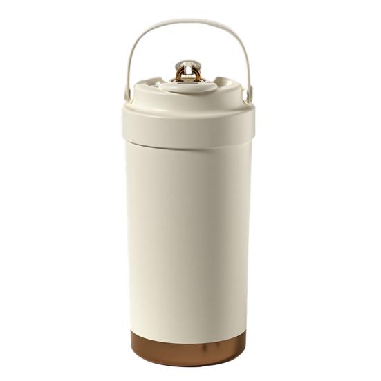 Stainless Steel Coffee Mug Double Wall Insulated Mug 500ml Large Capacity Ceramic Vacuum Flasks Reusable Home Drinkware with Straw