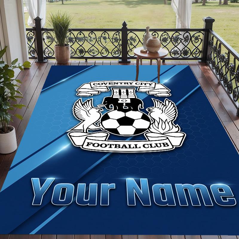 Custom Text Printed Rug Coventry City FC Non Slip Floor Carpet For Home Room Decor