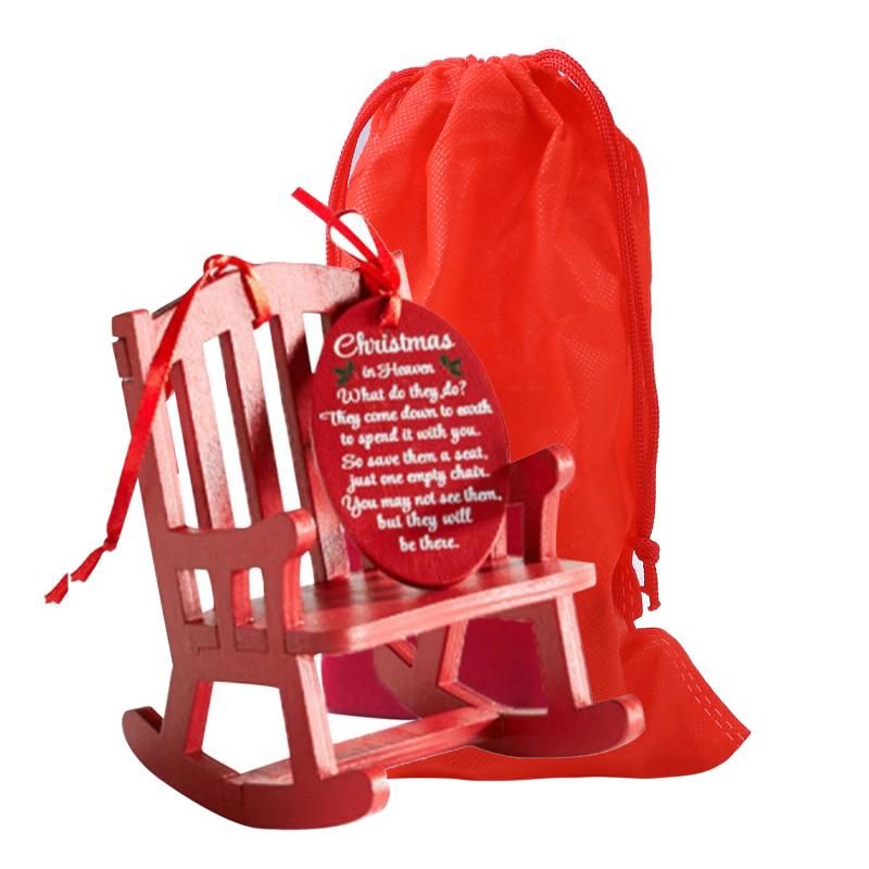 

Красное Одиночное Рождественское Деревянное Изделие Маленькое Кресло-качалка Памятное Украшение Набор из Кресла и Бирки