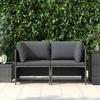 Vidaxl 2-Seater Garden Sofa With Cushions, Poly Rattan, Grey