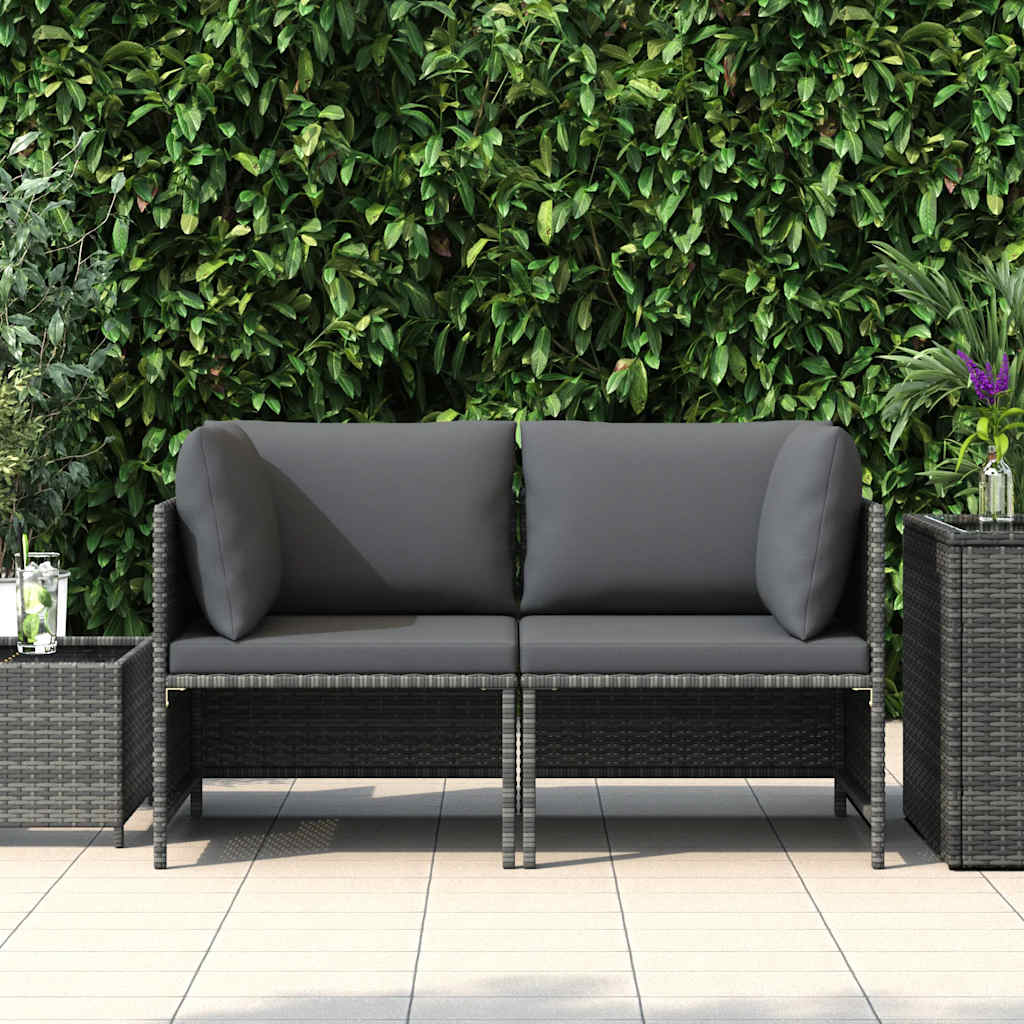Vidaxl 2-Seater Garden Sofa With Cushions, Poly Rattan, Grey