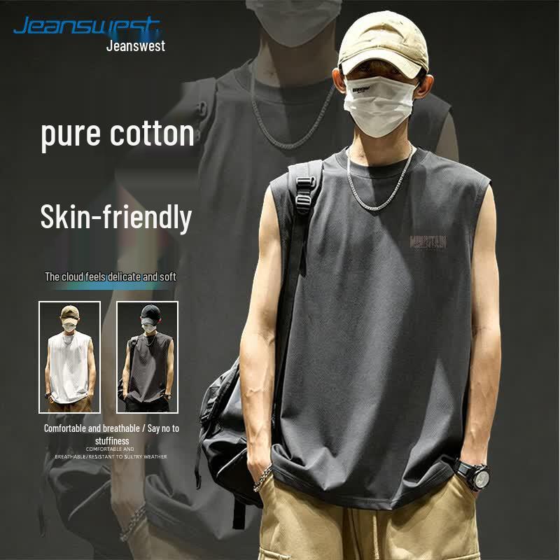 Jeanswest Men s American Style Cotton Fitness Vest L темно серый