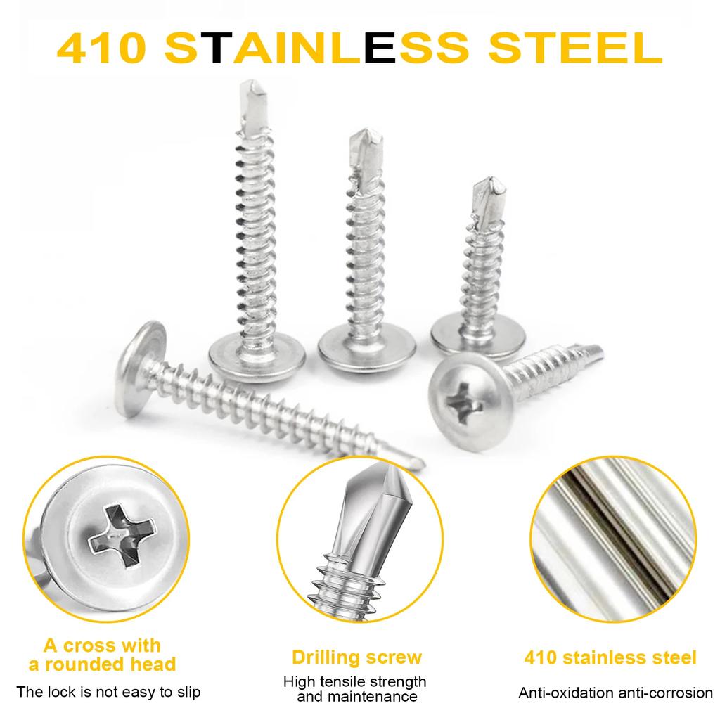 VKKM - M4.2 Self Drilling Screws, 60 Pieces of 410 Stainless Steel, Long Coverage, Platform Selection, Reliable Fastening.