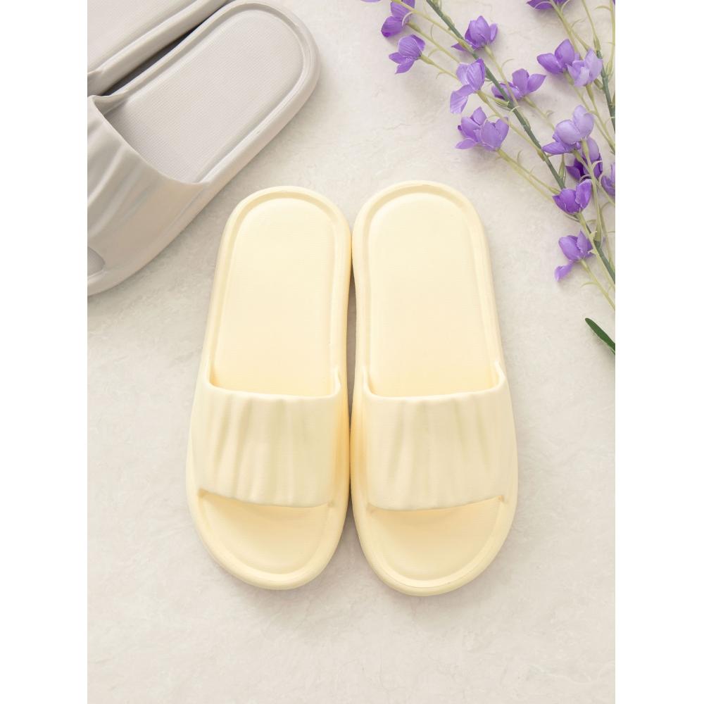 Daiso Vertical Embossed Stripe Eva Slippers 260 To 280 Mm Grey