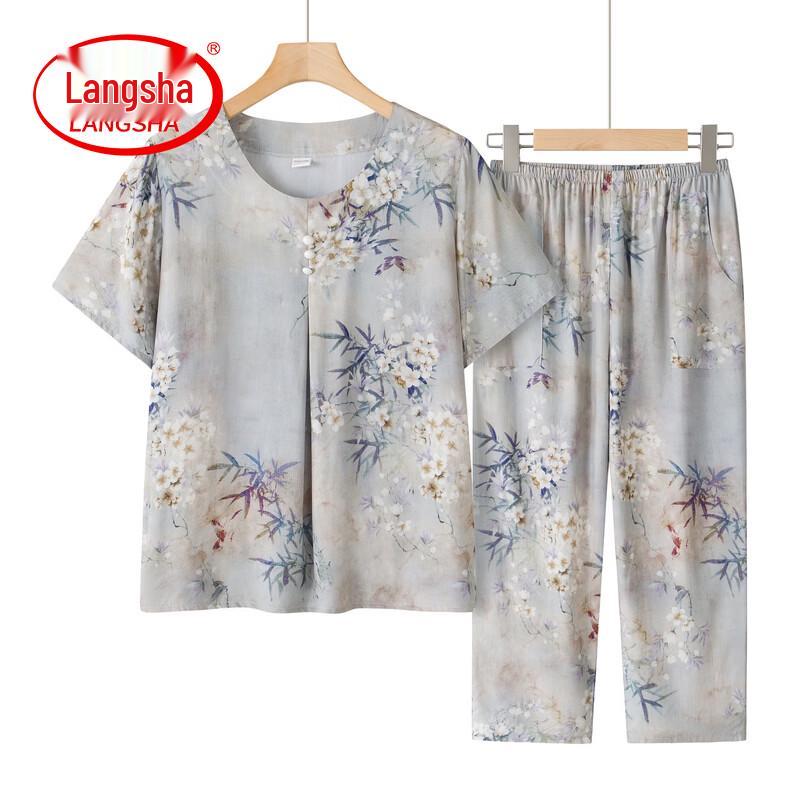 Lonsa Women s Summer Floral Print T-Shirt & Pants Set 2XL